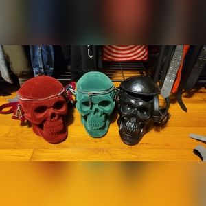 Red velvet skull cross body purse